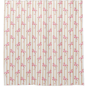 Rideaux De Douche Illustration Flamant rose rose Tropical Motif Stri