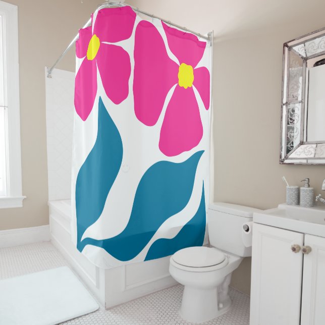 Rideaux De Douche Illustration florale (En situation)