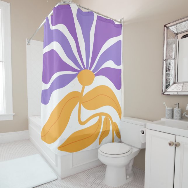 Rideaux De Douche Illustration florale (En situation)