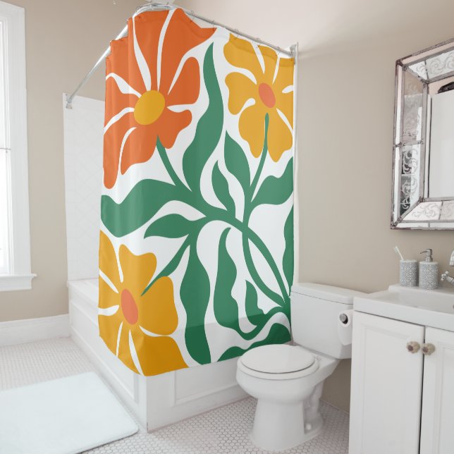 Rideaux De Douche Illustration florale (En situation)