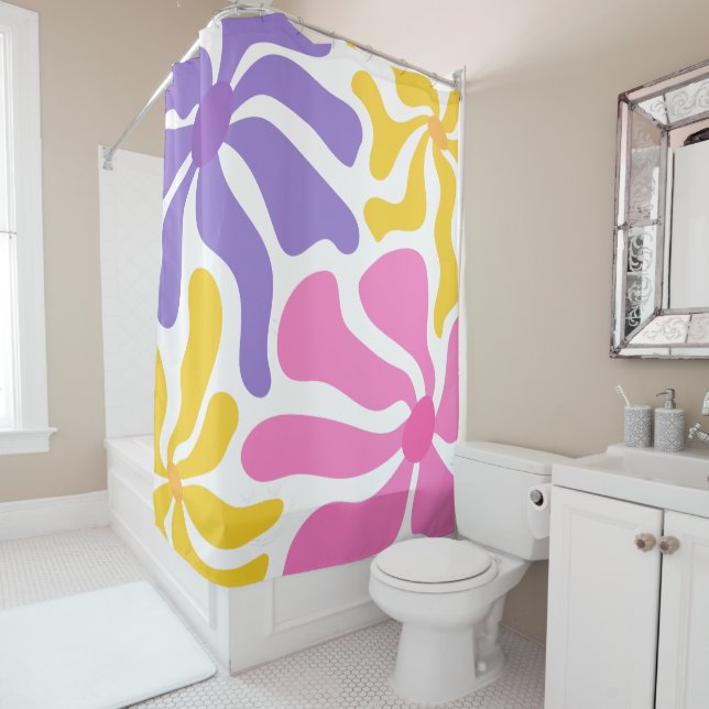 Rideaux De Douche Illustration florale (En situation)