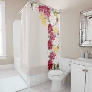 Rideaux De Douche Illustration florale de la carnation vintage