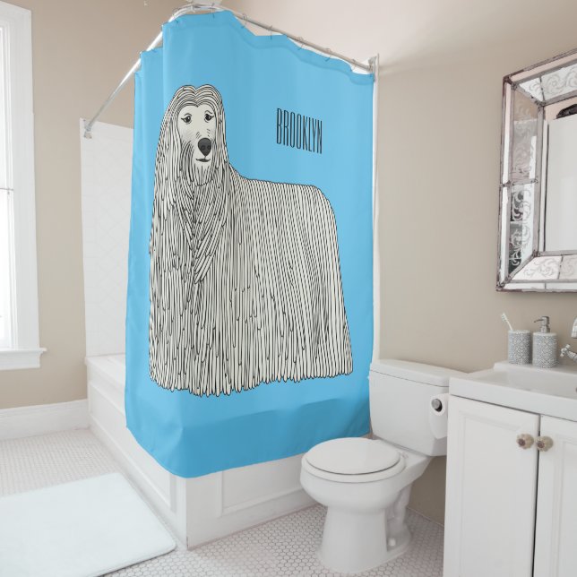 Rideaux De Douche Illustration Komondor pour chien (En situation)
