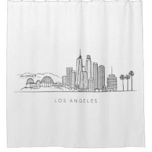 Rideaux De Douche Illustration minimaliste de la skyline de Los Ange