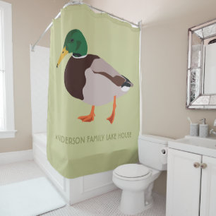 Rideaux De Douche Illustration réaliste de Mallard Duck Personnalisé