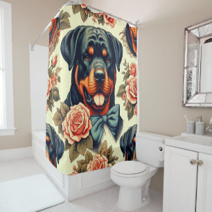 Rideaux De Douche Illustration Retro Rottweiler
