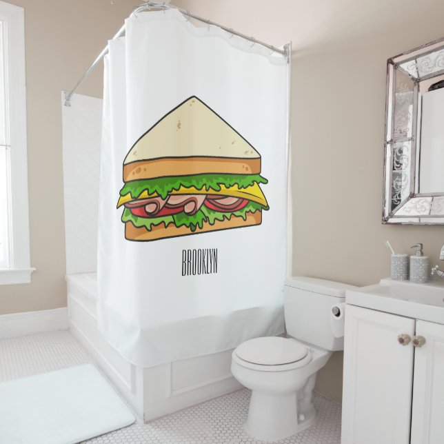 Rideaux De Douche Illustration Sandwich (En situation)