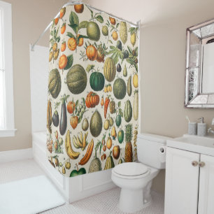 Rideaux De Douche Illustration scientifique végétale des fruits