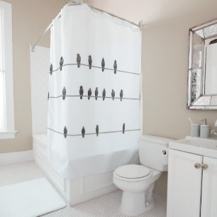 Rideaux De Douche Illustration simple d'oiseaux sur les fils dessin