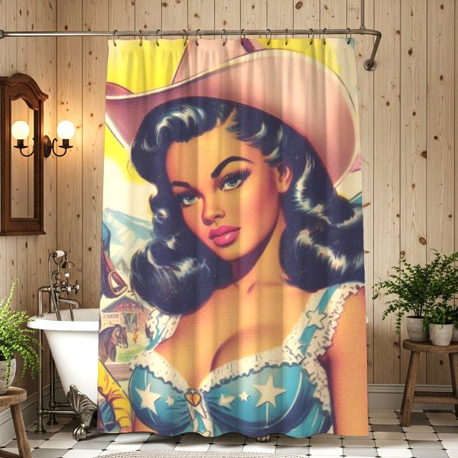 Rideaux De Douche Illustration vintage Country Girl (Créateur téléchargé)