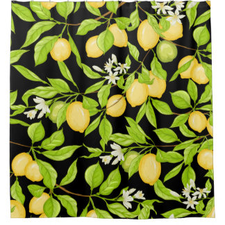 Rideaux De Douche Illustration Vintage de la branche de citron
