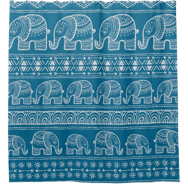 Rideaux De Douche Illustration vintage du cadre éléphant (Devant)