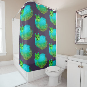 Rideaux De Douche Image d'art de chat bleu gras mou