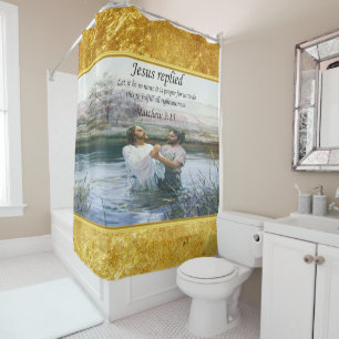 Rideaux De Douche Image deux de baptême de Jésus-Christ