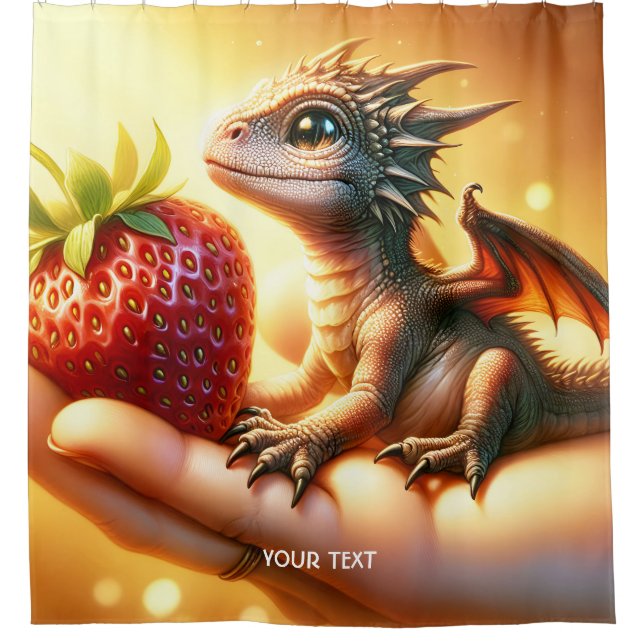 Rideaux De Douche Imaginaire Bébé mignon Dragon fraise (Devant)
