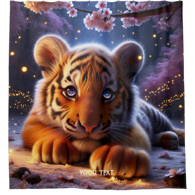 Rideaux De Douche Imaginaire Bébé mignon Tiger Sakura (Devant)