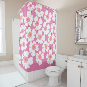 Rideaux De Douche Imaginaire blanc et rose