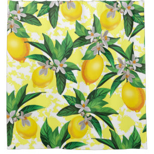 Rideaux De Douche Imaginaire citron : Motif Floral Créatif