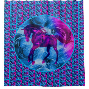 Rideaux De Douche Imaginaire coloré Cheval animal