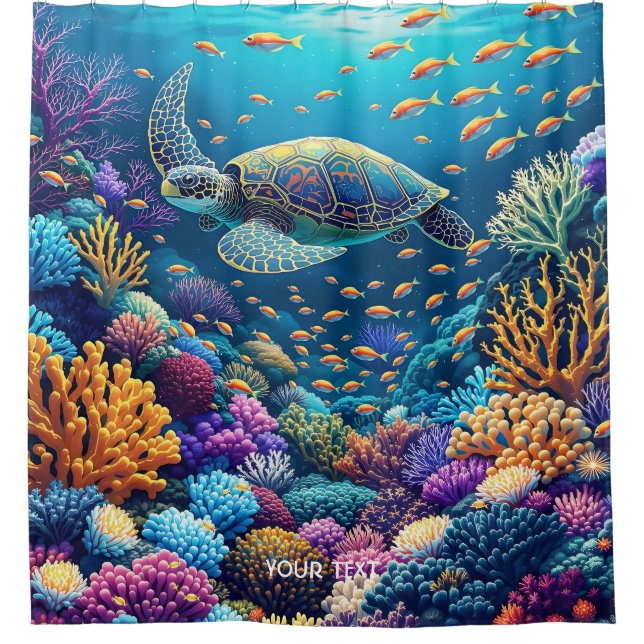 Rideaux De Douche Imaginaire Coral Coral Reef Turtle (Devant)