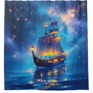 Rideaux De Douche Imaginaire Cute Night Boat Sea