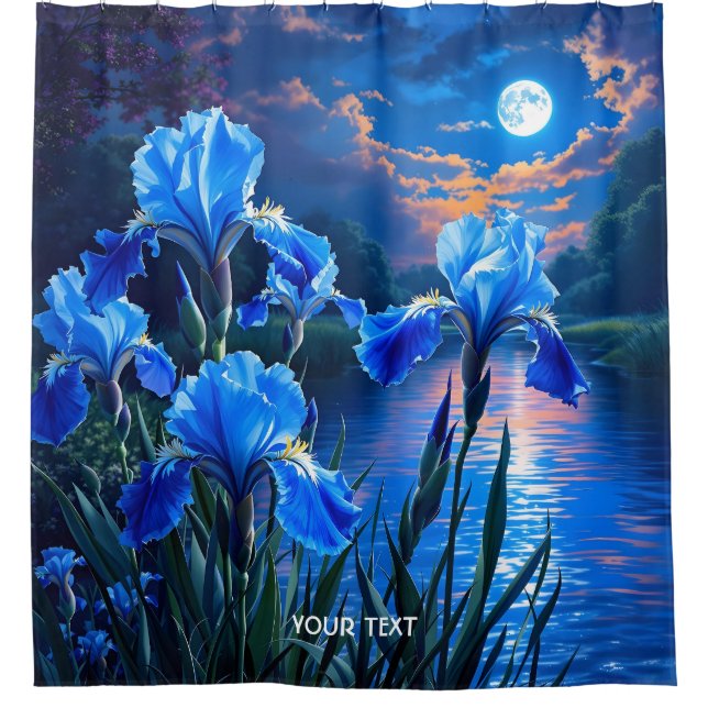 Rideaux De Douche Imaginaire Cute River Blue Irises (Devant)