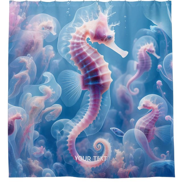 Rideaux De Douche Imaginaire Cute Sea Seahorse Plantes (Devant)