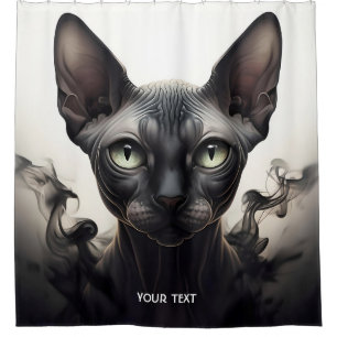 Rideaux De Douche Imaginaire Cute Sphynx Chat noir