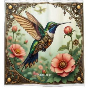 Rideaux De Douche Imaginaire Cute Steampunk Fleurs d'oiseaux