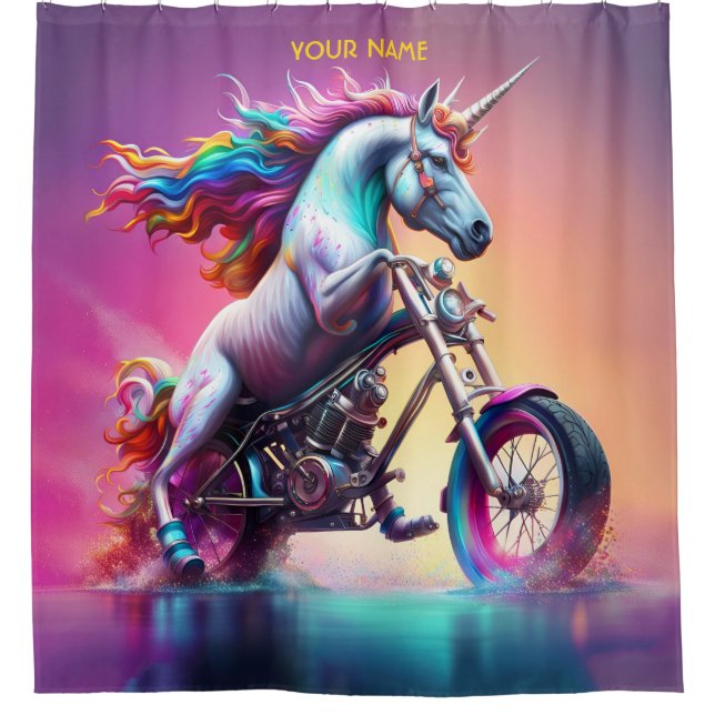 Rideaux De Douche Imaginaire Cute Unicorn équitation vélo (Devant)
