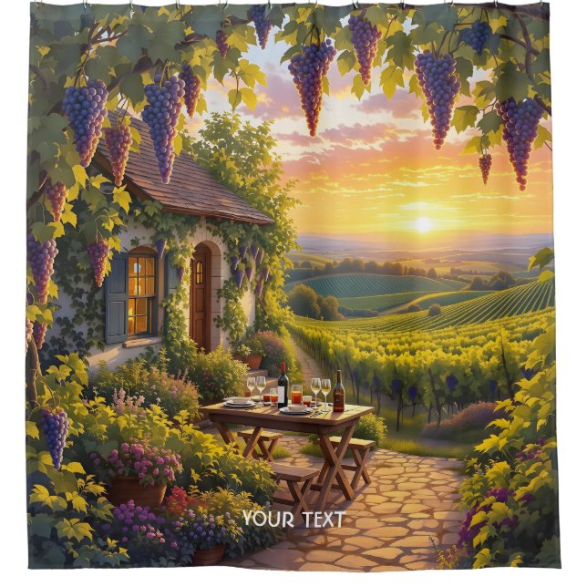 Rideaux De Douche Imaginaire Cute Vineyard Cottages Fields (Devant)