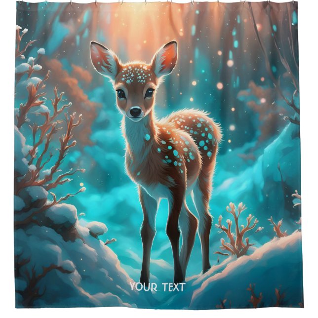Rideaux De Douche Imaginaire Cute Vivid Fawn bébé hiver (Devant)