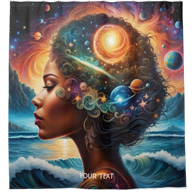 Rideaux De Douche Imaginaire Cute Vivid Girl Space Beach (Devant)