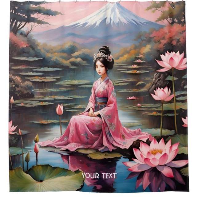Rideaux De Douche Imaginaire Cute Vivid Japonais Girl Lake (Devant)