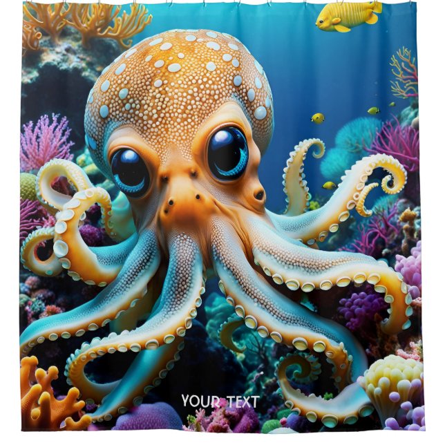 Rideaux De Douche Imaginaire Cute Vivid Octopus Sea Creatures (Devant)