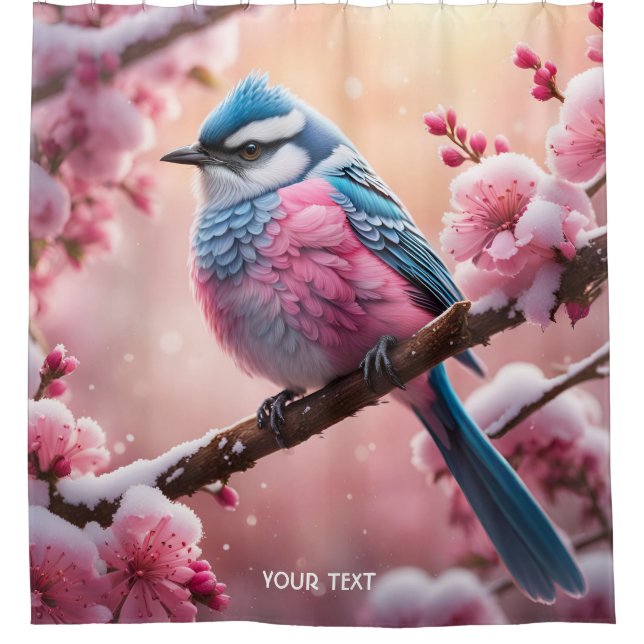 Rideaux De Douche Imaginaire Cute Vivid Pastel Bird Snow (Devant)