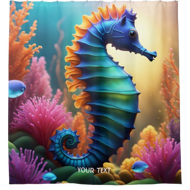 Rideaux De Douche Imaginaire Cute Vivid Seahorse Fleurs de mer (Devant)