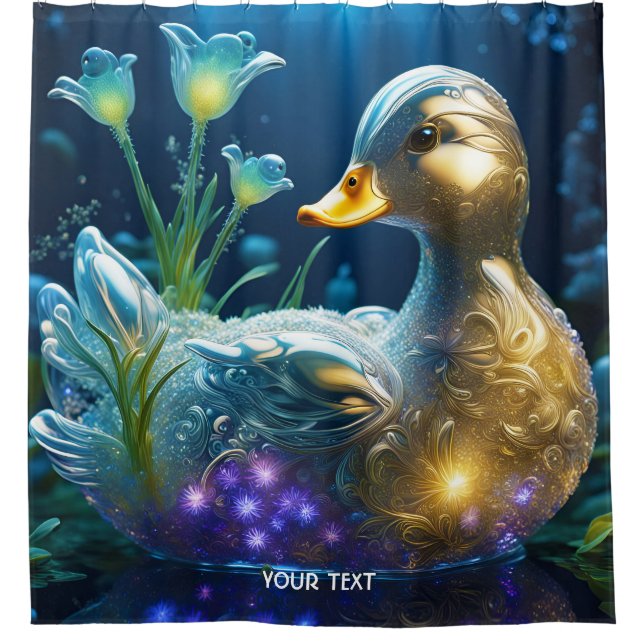 Rideaux De Douche Imaginaire Cute Vivid Verre Fleurs de canard (Devant)