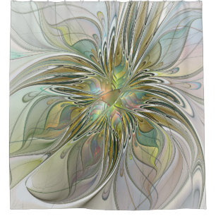 Rideaux De Douche Imaginaire Floral Fleur Art Fractal Moderne Avec O
