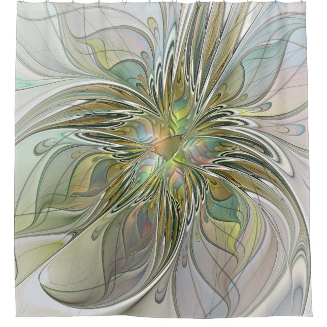 Rideaux De Douche Imaginaire Floral Fleur Art Fractal Moderne Avec O (Devant)