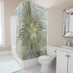 Rideaux De Douche Imaginaire Floral Fleur Art Fractal Moderne Avec O