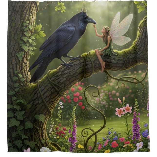 Rideaux De Douche Imaginaire Garden Fairy Raven (Devant)