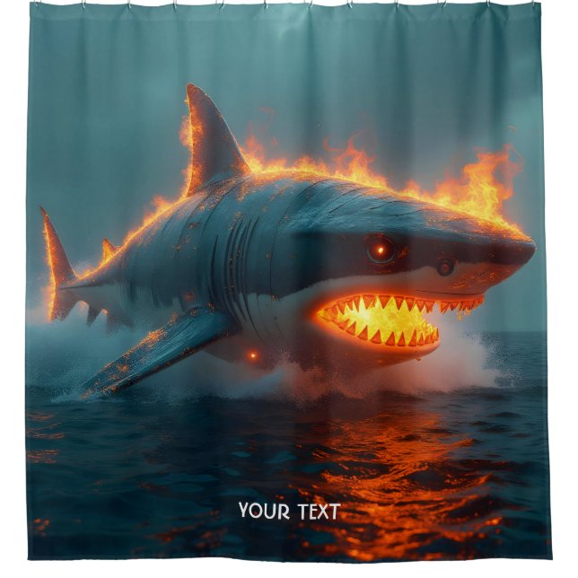 Rideaux De Douche Imaginaire mignon feu requin mer (Devant)
