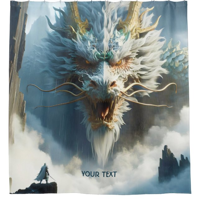 Rideaux De Douche Imaginaire mignon grand dragon fort (Devant)