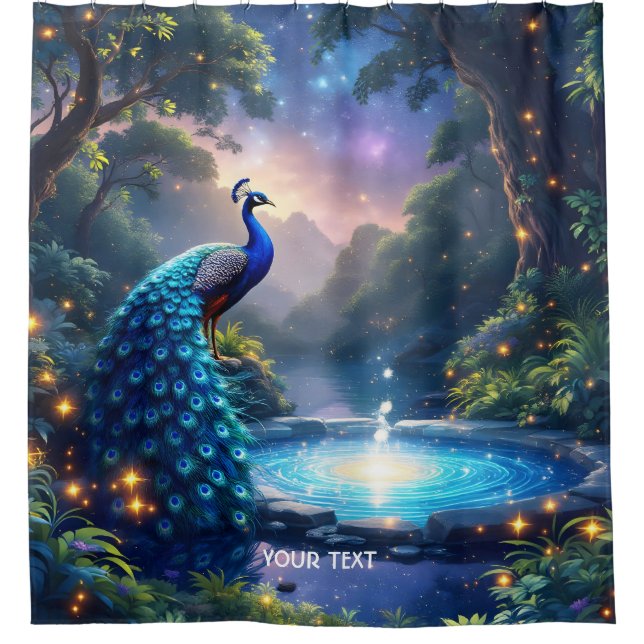 Rideaux De Douche Imaginaire mignon Nuit Poudre Peacock (Devant)