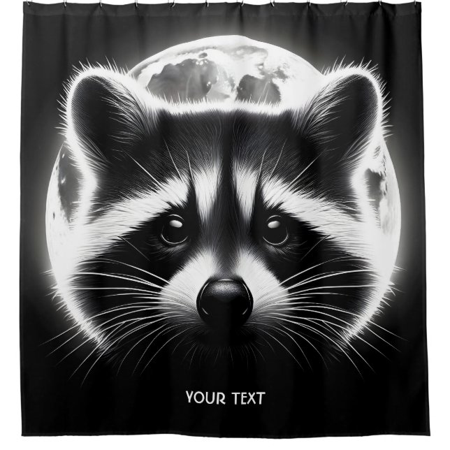 Rideaux De Douche Imaginaire mignon Racoon visage lune (Devant)