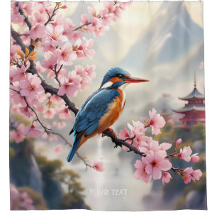 Rideaux De Douche Imaginaire mignon Sakura Bleu d'oiseau