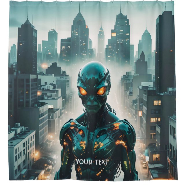 Rideaux De Douche Imaginaire Mignonne Cyborg Soirée Ville (Devant)