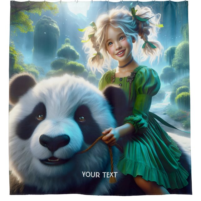 Rideaux De Douche Imaginaire mignonne forêt de filles Panda (Devant)