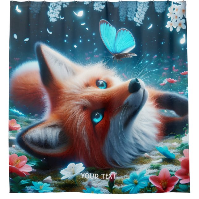 Rideaux De Douche Imaginaire Mignonne Papillon Fox nuit (Devant)